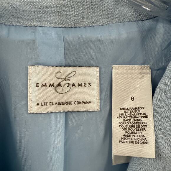 Emma James Women's Blue Button Up Linen Long Sleeve Blazer Jacket Size 6 - Picture 4 of 10